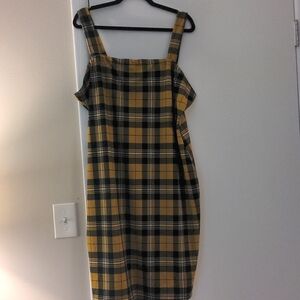 Yellow and Black Plaid Tank Bodycon Dress 3XL or XXXL - stretchy  NWOT